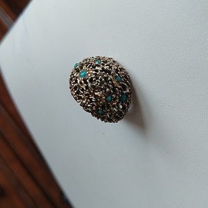 Alexis Bittar 925 sterling silver gold wash coral reef dome ring turquoise